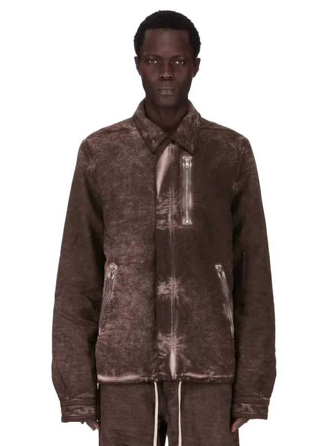 DRKSHDW FW25 CONCORDIANS CONCEALED ZIPFRONT JKT IN DRKDUST BRUSHED COTTON. DU02E7775BMO-78 DRKSHDW FW25 CONCORDIANS CONCEALED ZIPFRONT JKT IN DRKDUST BRUSHED COTTON. DU02E7775BMO-78