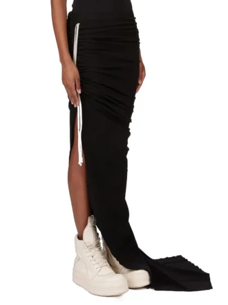 RICK OWENS FW25 CONCORDIANS EDFU SKIRT IN BLACK DOUBLE BRUSHED JERSEY DS02E7337JDB-09 RICK OWENS FW25 CONCORDIANS EDFU SKIRT IN BLACK DOUBLE BRUSHED JERSEY DS02E7337JDB-09