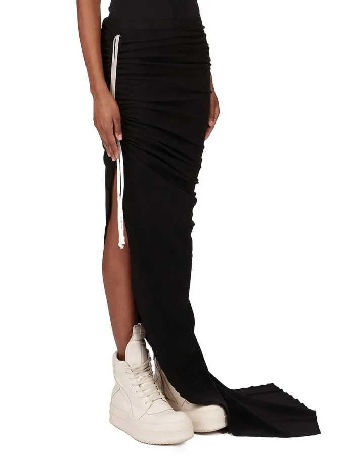 RICK OWENS FW25 CONCORDIANS EDFU SKIRT IN BLACK DOUBLE BRUSHED JERSEY DS02E7337JDB-09 RICK OWENS FW25 CONCORDIANS EDFU SKIRT IN BLACK DOUBLE BRUSHED JERSEY DS02E7337JDB-09
