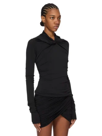 RICK OWENS FW25 CONCORDIANS KAIRO LS TOP IN BLACK VISCOSE CREPE JERSEY LI02E3212CVI-09 RICK OWENS FW25 CONCORDIANS KAIRO LS TOP IN BLACK VISCOSE CREPE JERSEY LI02E3212CVI-09