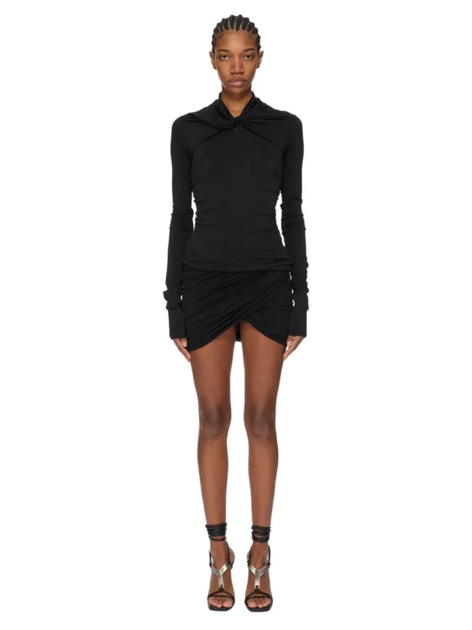 RICK OWENS FW25 CONCORDIANS KAIRO LS TOP IN BLACK VISCOSE CREPE JERSEY LI02E3212CVI-09 RICK OWENS FW25 CONCORDIANS KAIRO LS TOP IN BLACK VISCOSE CREPE JERSEY LI02E3212CVI-09