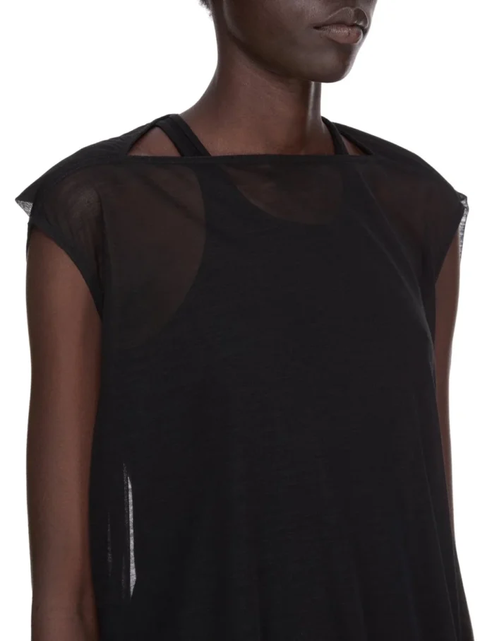 RICK OWENS FW25 CONCORDIANS NOUVEAU GOWN IN BLACK SHEER WOOL JERSEY. RP02E4574JWR-09 RICK OWENS FW25 CONCORDIANS NOUVEAU GOWN IN BLACK SHEER WOOL JERSEY. RP02E4574JWR-09