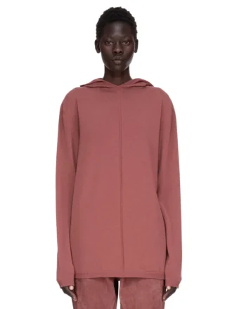RICK OWENS FW25 CONCORDIANS OVERSIZED HOODIE IN ROSEWOOD LIGHTWEIGHT RASATO KNIT. RP02E4613M-13 RICK OWENS FW25 CONCORDIANS OVERSIZED HOODIE IN ROSEWOOD LIGHTWEIGHT RASATO KNIT. RP02E4613M-13