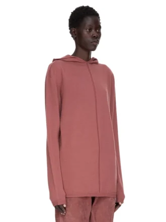 RICK OWENS FW25 CONCORDIANS OVERSIZED HOODIE IN ROSEWOOD LIGHTWEIGHT RASATO KNIT. RP02E4613M-13 RICK OWENS FW25 CONCORDIANS OVERSIZED HOODIE IN ROSEWOOD LIGHTWEIGHT RASATO KNIT. RP02E4613M-13