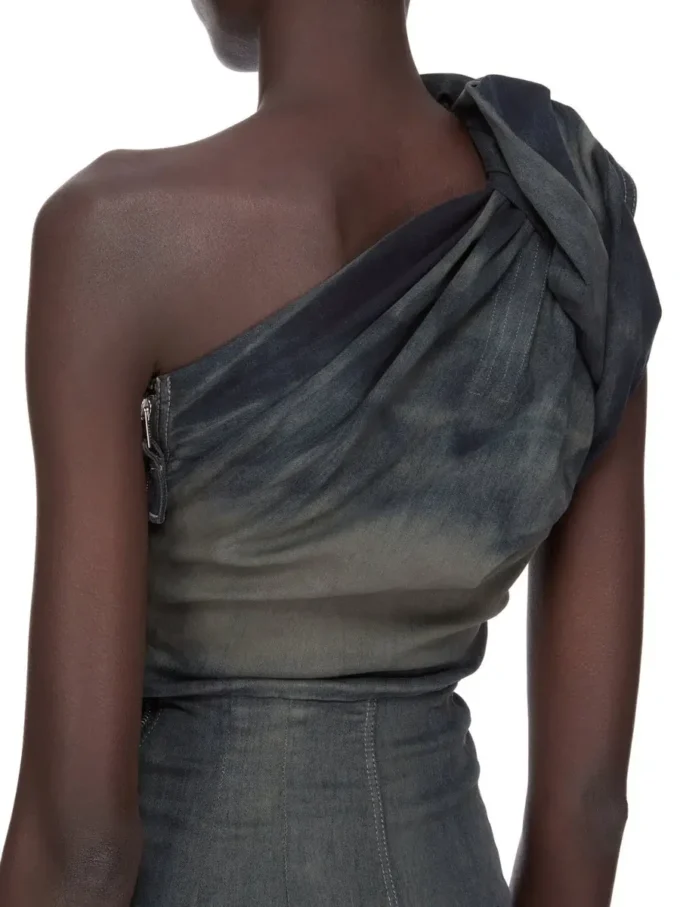 RICK OWENS FW25 CONCORDIANS TWIST DRESS IN DRKDUST DEGRADE SLUB STRETCH DENIM. RP02E4521SDKDEG-78D RICK OWENS FW25 CONCORDIANS TWIST DRESS IN DRKDUST DEGRADE SLUB STRETCH DENIM. RP02E4521SDKDEG-78D