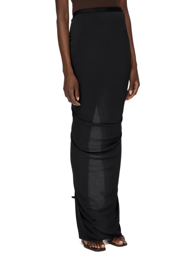 RICK OWENS LILIES FW25 CONCORDIANS EVA SKIRT IN BLACK VISCOSE CREPE JERSEY LI02E3316CVI-09 RICK OWENS LILIES FW25 CONCORDIANS EVA SKIRT IN BLACK VISCOSE CREPE JERSEY LI02E3316CVI-09