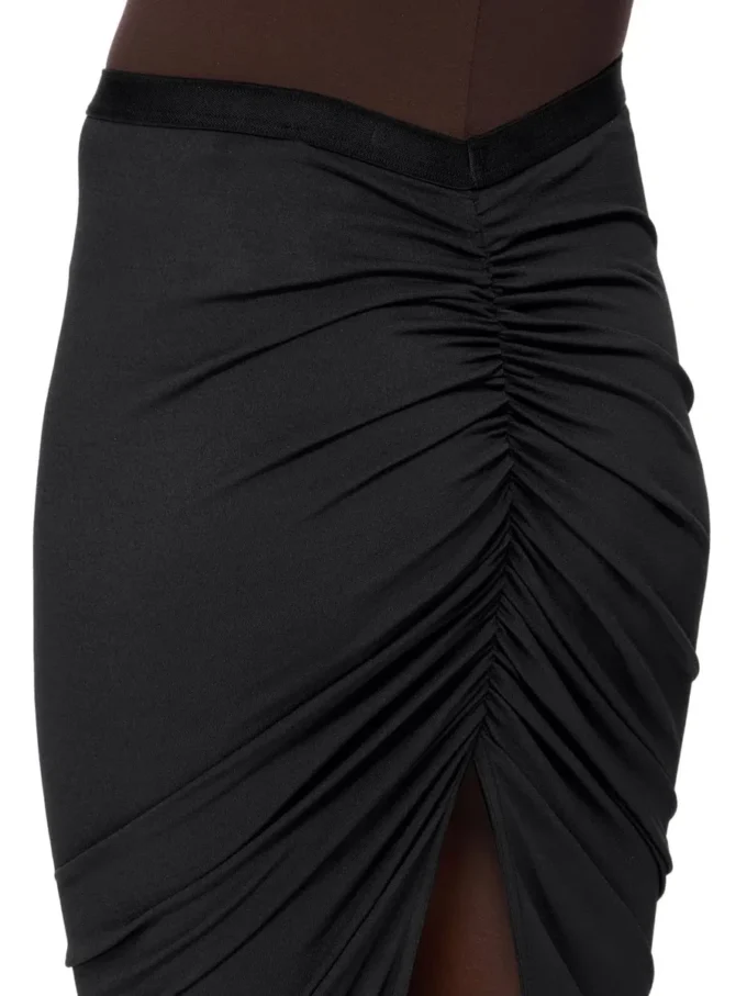 RICK OWENS LILIES FW25 CONCORDIANS EVA SKIRT IN BLACK VISCOSE CREPE JERSEY LI02E3316CVI-09 RICK OWENS LILIES FW25 CONCORDIANS EVA SKIRT IN BLACK VISCOSE CREPE JERSEY LI02E3316CVI-09